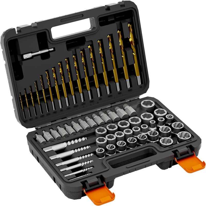 YEKEPRO 62Pcs Screw Extractor Set with Left Hand Drill Bits & Heavy Duty Nut Removers, Professional Bolt Extractor Kit for Removing Broken, Stripped, Rusted Screws and Bolts, Includes Portable Case - Image 1